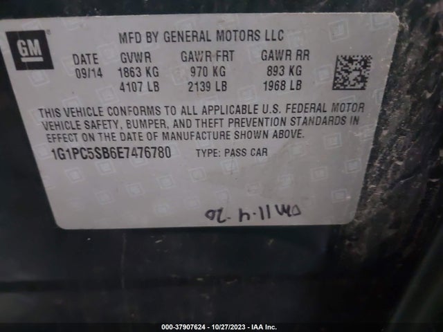 Chevrolet Cruze 1lt 2014 1G1PC5SB6E7476780 Image 9