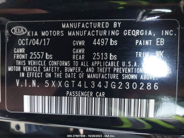 5XXGT4L34JG230286 KIA Optima Lx