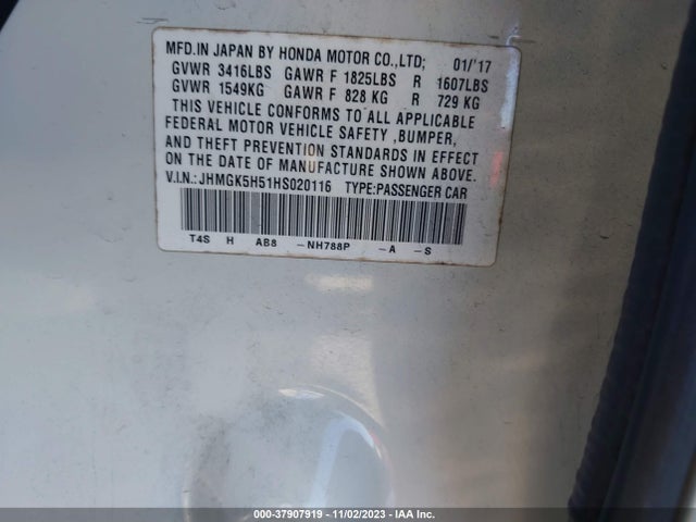 Honda FIT LX 2017 JHMGK5H51HS020116 Image 9