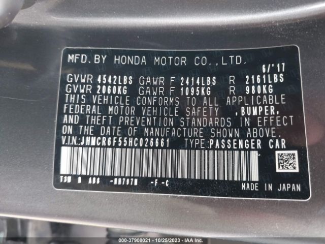 JHMCR6F55HC026661 Honda Accord Hybrid Ex-l