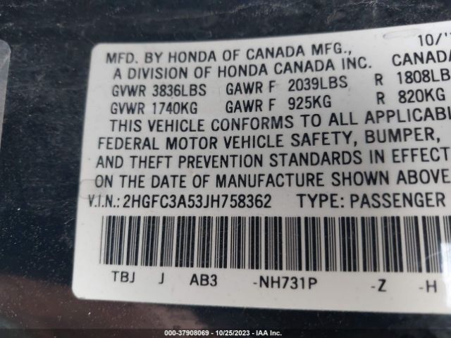 2HGFC3A53JH758362 Honda CIVIC SI