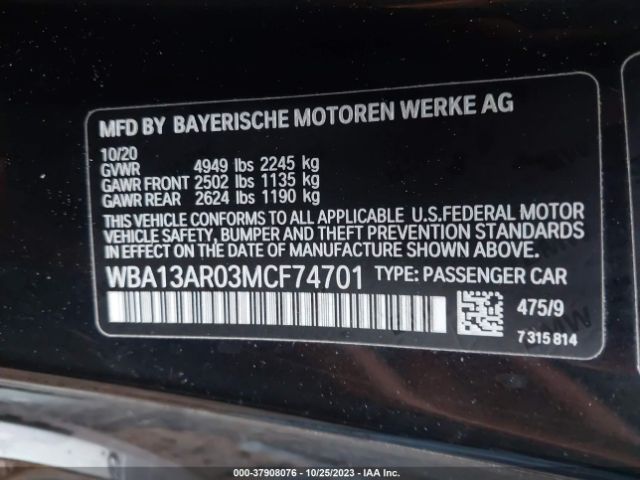 2021 BMW M440I WBA13AR03MCF74701 Photo 8