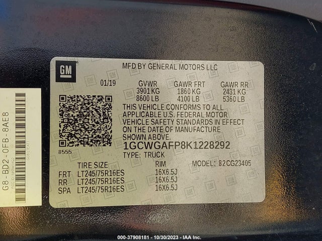 Chevrolet EXPRESS CARGO VAN 2019 1GCWGAFP8K1228292 Image 9