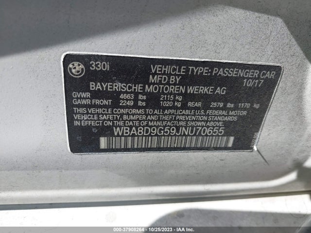 BMW 330i Xdrive 2018 WBA8D9G59JNU70655 Image 9