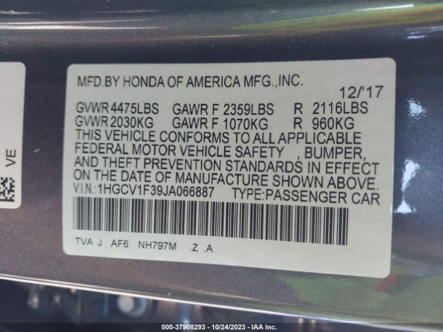 1HGCV1F39JA066887 Honda Accord Sedan Sport 1.5t