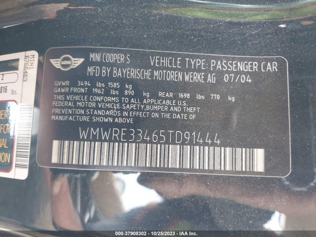 2005 MINI COOPER HARDTOP WMWRE33465TD91444 Photo 8