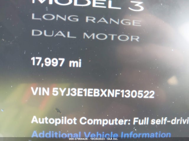 Tesla Model 3 Long Range 2022 5YJ3E1EBXNF130522 Image 7