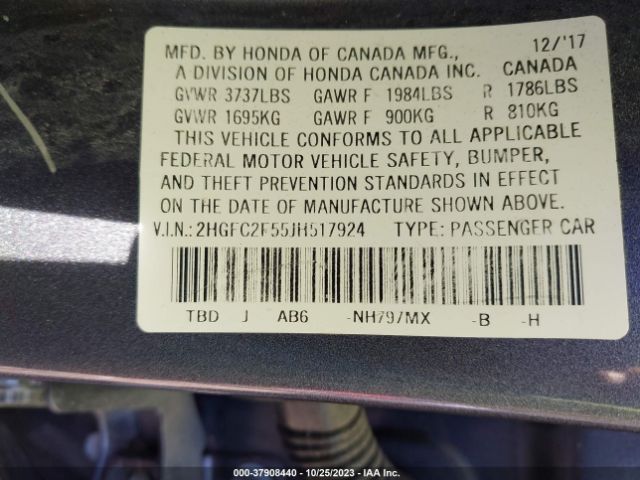 2HGFC2F55JH517924 Honda Civic Sedan Lx