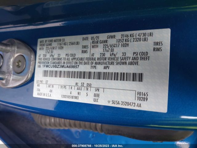 2021 FORD ESCAPE 1FMCU9BZ3MUA69857 Photo 8