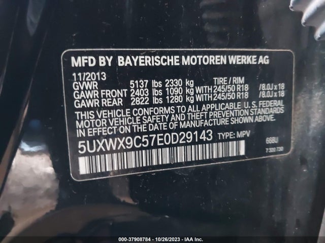 BMW X3 Xdrive28i 2014 5UXWX9C57E0D29143 Image 9