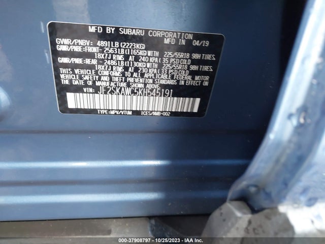 2019 SUBARU FORESTER TOURING VIN: JF2SKAWC5KH545191