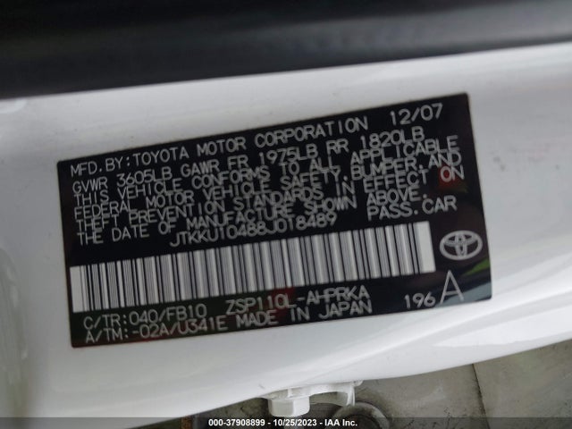 2008 SCION XD VIN: JTKKU10488J018489