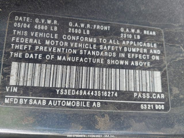 2004 SAAB 9-5 YS3ED49A443516274 Photo 8