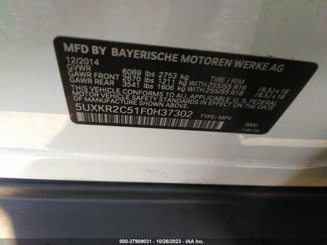 BMW X5 Sdrive35i 2015 5UXKR2C51F0H37302 Image 9