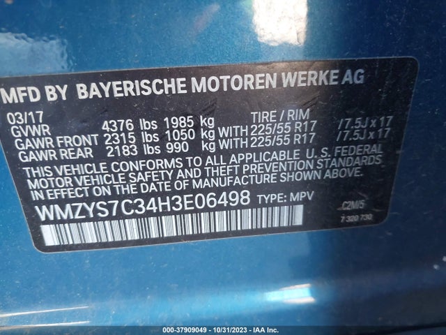 2017 MINI COUNTRYMAN WMZYS7C34H3E06498 Photo 8
