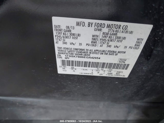 Ford Explorer 2014 1FM5K7B86EGA42954 Image 9