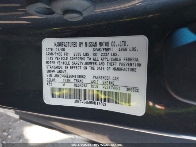 2008 INFINITI G37 COUPE JNKCV64E98M119062 Photo 8