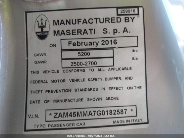 2016 MASERATI GRANTURISMO ZAM45MMA7G0182587 Photo 8