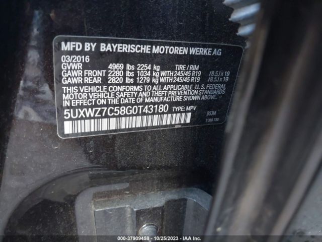 5UXWZ7C58G0T43180 BMW X3 Sdrive28i