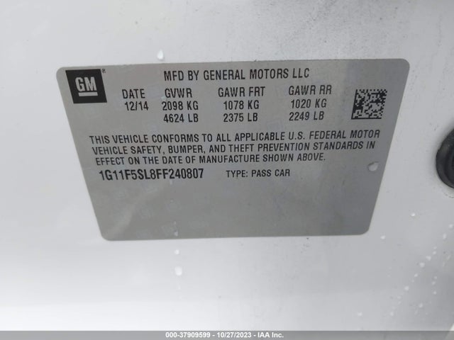 Chevrolet MALIBU LTZ 2015 1G11F5SL8FF240807 Image 9