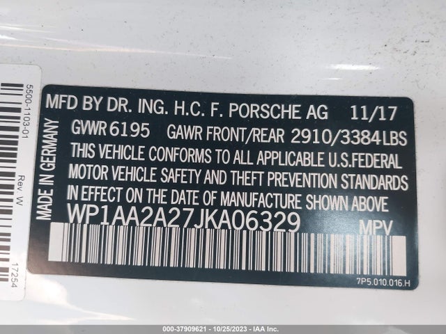 2018 PORSCHE CAYENNE WP1AA2A27JKA06329 Photo 8