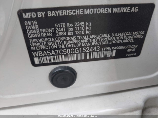 BMW 528i Xdrive 2016 WBA5A7C50GG152443 Image 9