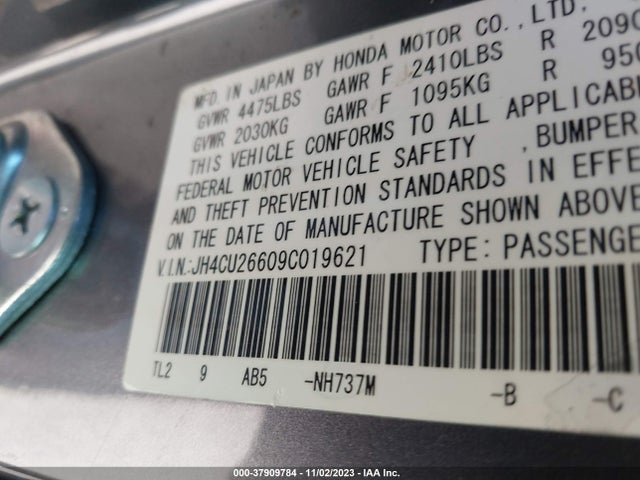 2009 ACURA TSX VIN: JH4CU26609C019621