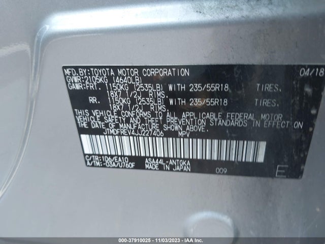 Toyota Rav4 Limited 2018 JTMDFREV4JJ227406 Image 9