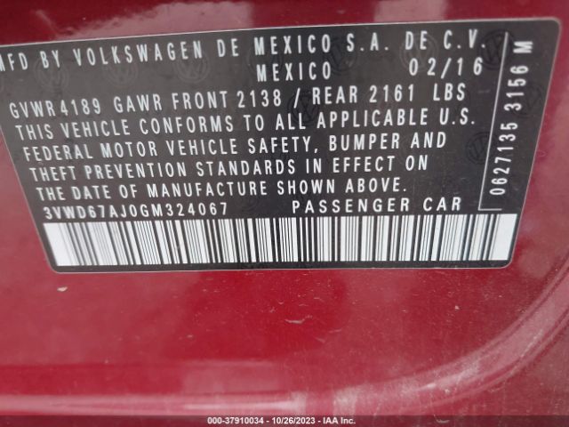 2016 VOLKSWAGEN JETTA SEDAN 3VWD67AJ0GM324067 Photo 8
