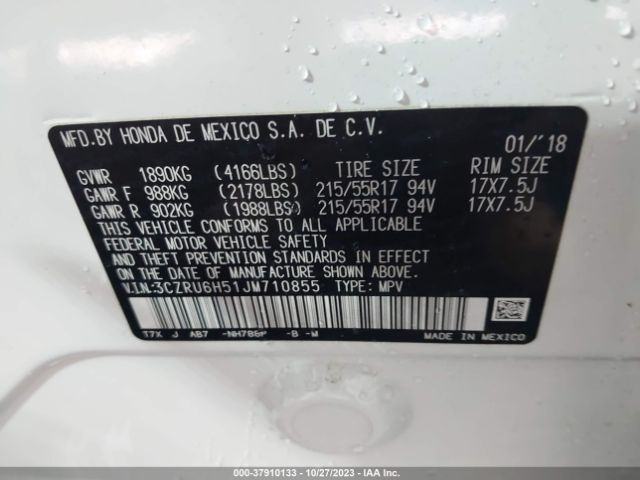3CZRU6H51JM710855 Honda HR-V EX