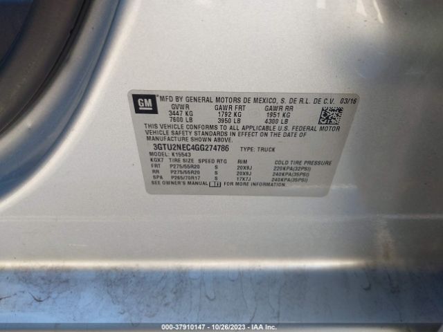 3GTU2NEC4GG274786 GMC Sierra 1500 Slt