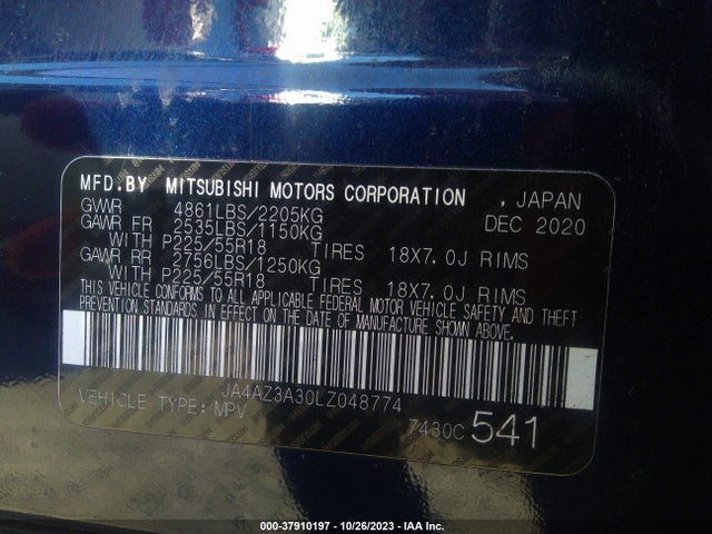 JA4AZ3A30LZ048774 Mitsubishi Outlander Es/se/sel/le/sp