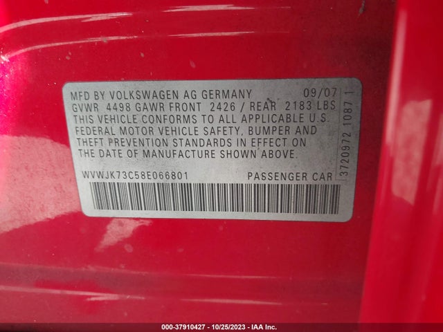 2008 VOLKSWAGEN PASSAT SEDAN WVWJK73C58E066801 Photo 8