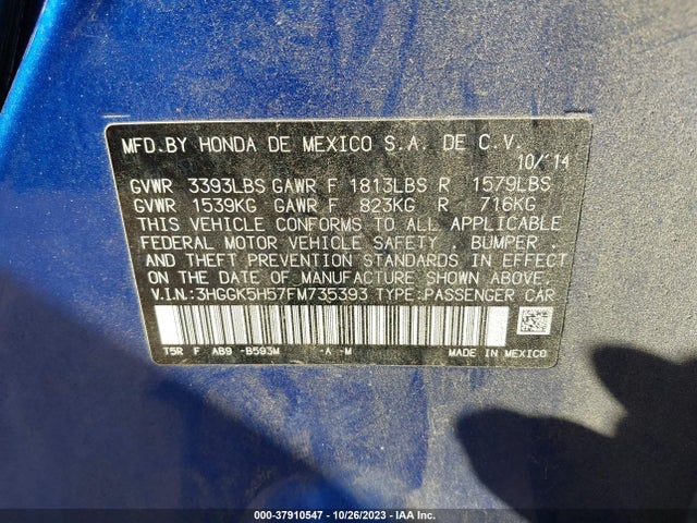 Honda FIT LX 2015 3HGGK5H57FM735393 Image 9