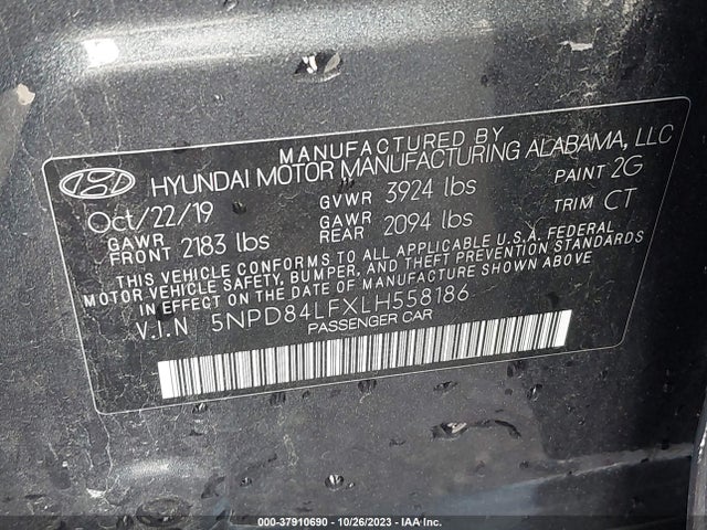 2020 HYUNDAI ELANTRA SEL VIN: 5NPD84LFXLH558186