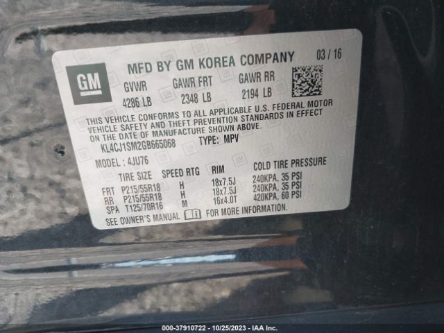 KL4CJ1SM2GB665068 Buick Encore Sport Touring
