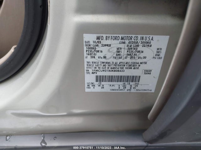 2004 FORD ESCAPE XLT VIN: 1FMCU931X4KB08433