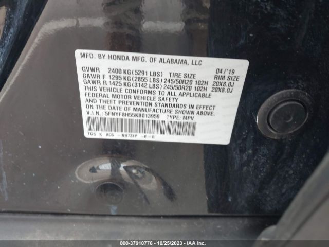 5FNYF8H55KB013959 Honda Passport Ex-l