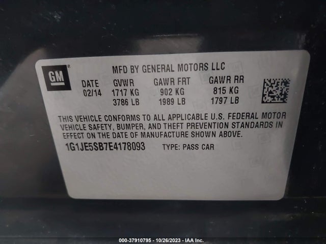 Chevrolet Sonic Ltz Auto 2014 1G1JE5SB7E4178093 Image 9