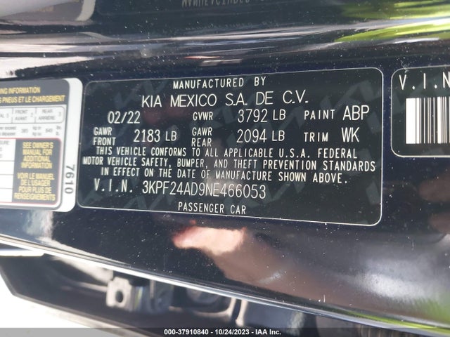 KIA Forte Lxs 2022 3KPF24AD9NE466053 Image 9