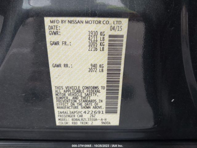 1N4AL3AP5FC422691 Nissan Altima 2.5 Sl