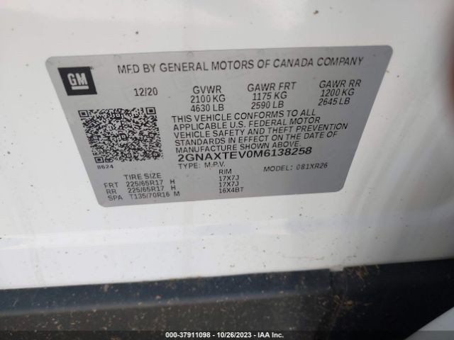 2GNAXTEV0M6138258 Chevrolet Equinox Awd 2fl