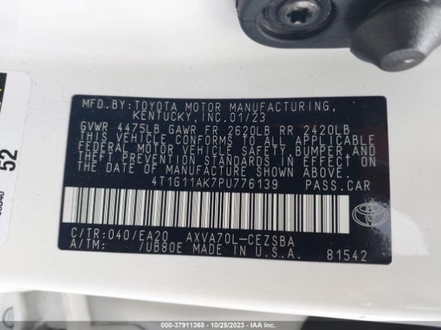 4T1G11AK7PU776139 Toyota Camry Se/se Nightshade