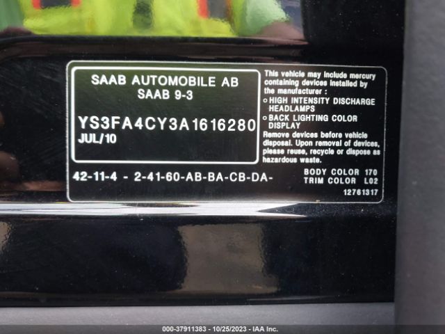 2010 SAAB 9-3 YS3FA4CY3A1616280 Photo 8