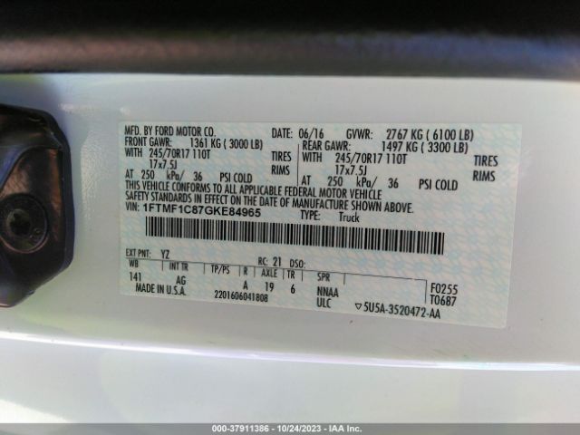 1FTMF1C87GKE84965 Ford F-150 Xl/xlt