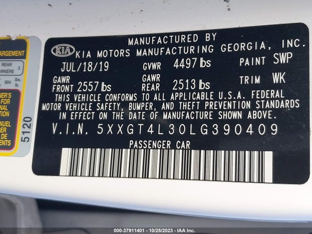 KIA gdi 2020 5XXGT4L30LG390409 Image 22
