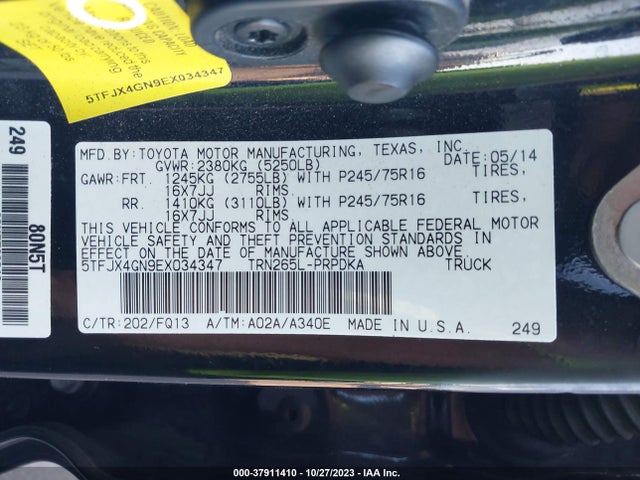 Toyota Tacoma Prerunner 2014 5TFJX4GN9EX034347 Image 9