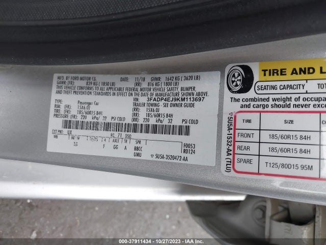 Ford FIESTA SE 2019 3FADP4EJ9KM113697 Image 9