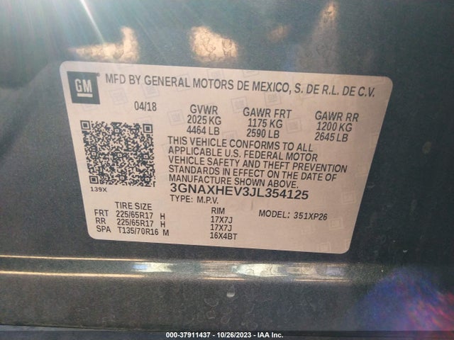 Chevrolet EQUINOX LS 2018 3GNAXHEV3JL354125 Image 9