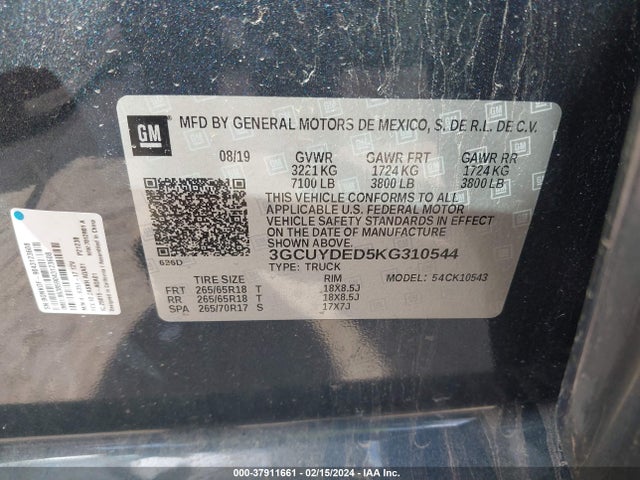 Chevrolet Silverado 1500 Lt 2019 3GCUYDED5KG310544 Image 9